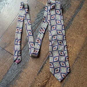 Christian Dior silk necktie made in USA‎ mens workwear career blue red